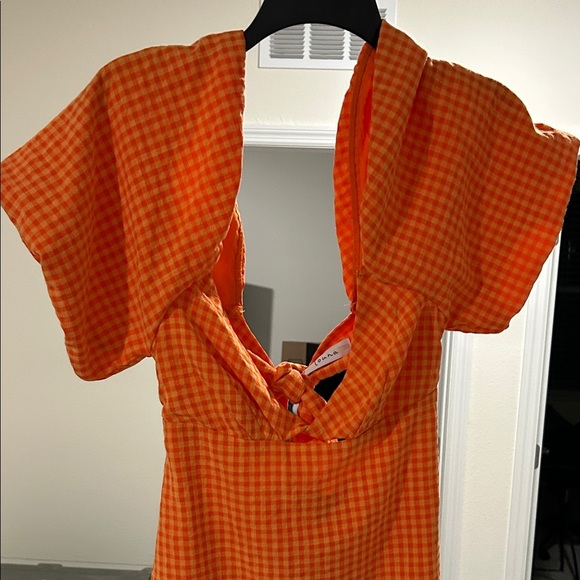 LOUNA Vibrant Orange Checkered Mini Dress - Picture 5 of 6